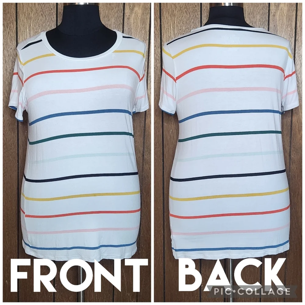 ❌️SOLD❌️ Torrid 1X Perfect Super Soft Crew Neck Short Sleeve Tee - White Stripe - Picture 2 of 5